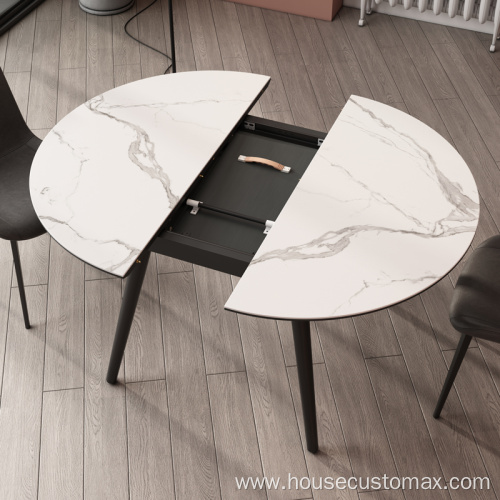 Dining Room Convertible Rock Slab Extendable Dining Table